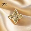 Decorative Clothing Pin Four Leaf Clover Brooch Pin, Retro Lapel for Golden Plated Men Women, Badge Bags Scarves Sweaters Lucky Jewelry
