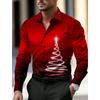 Christmas Theme Men's Christmas Trees Printed Shirts Snowflake Gradient Graphics Button Up Long Sleeve Shirts Fashion Tops Thin