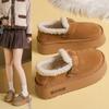 Fashion 2025new Winter Retro Fur Boken Shoes Women Plus Velvet Bean Shoes Lazy Platform Slip-on Warm Cotton Shoes
