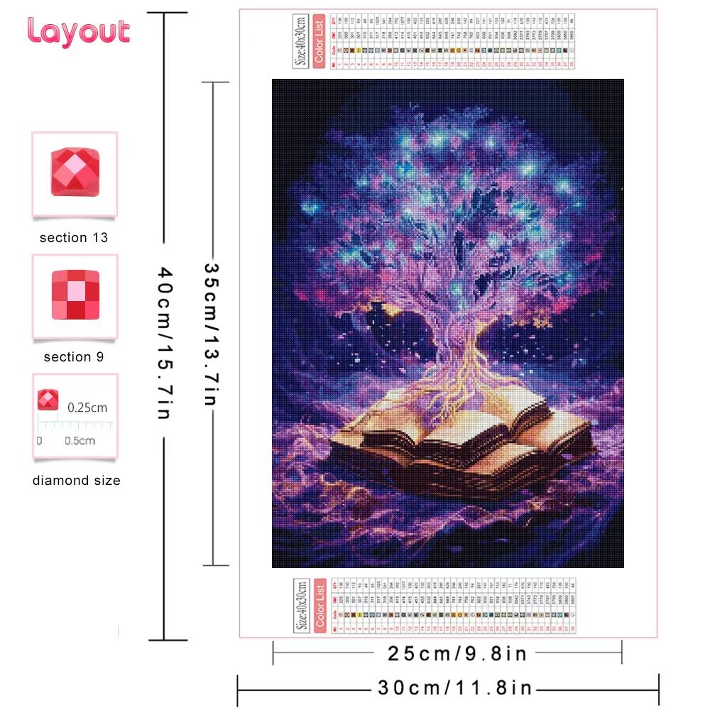 Diamond Mosaic Landscape 5d Painting Tree of Life Diy Embroidery Book Art Gift Set Home Decorative Rhinestone Pictures