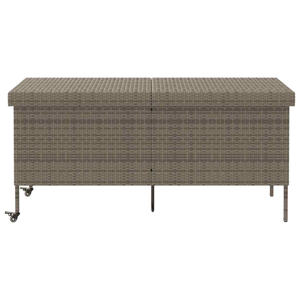 Garden Storage Box with Wheels Gray 160 x 55 x 75 cm Poly Rattan