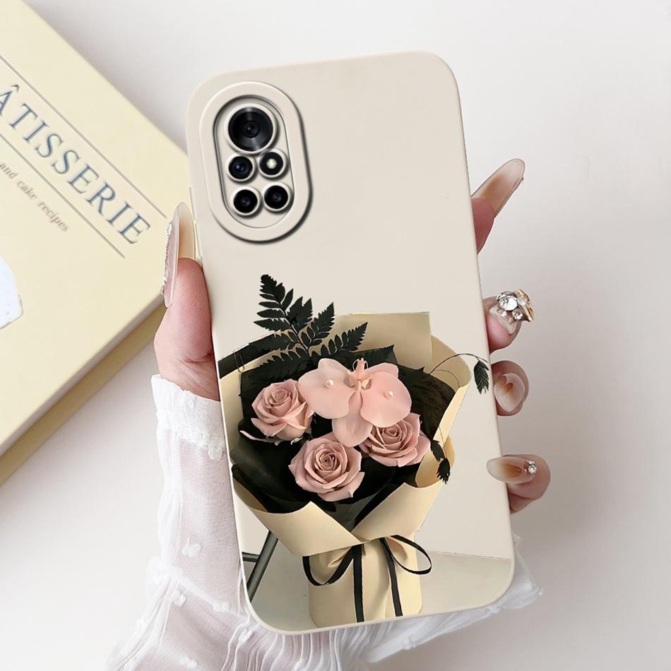 For Huawei Nova 8 8i Beautiful Bow Rose Painting Phone Case For Huawei Nova8 Nova8i Shockproof Soft Silicone Cases