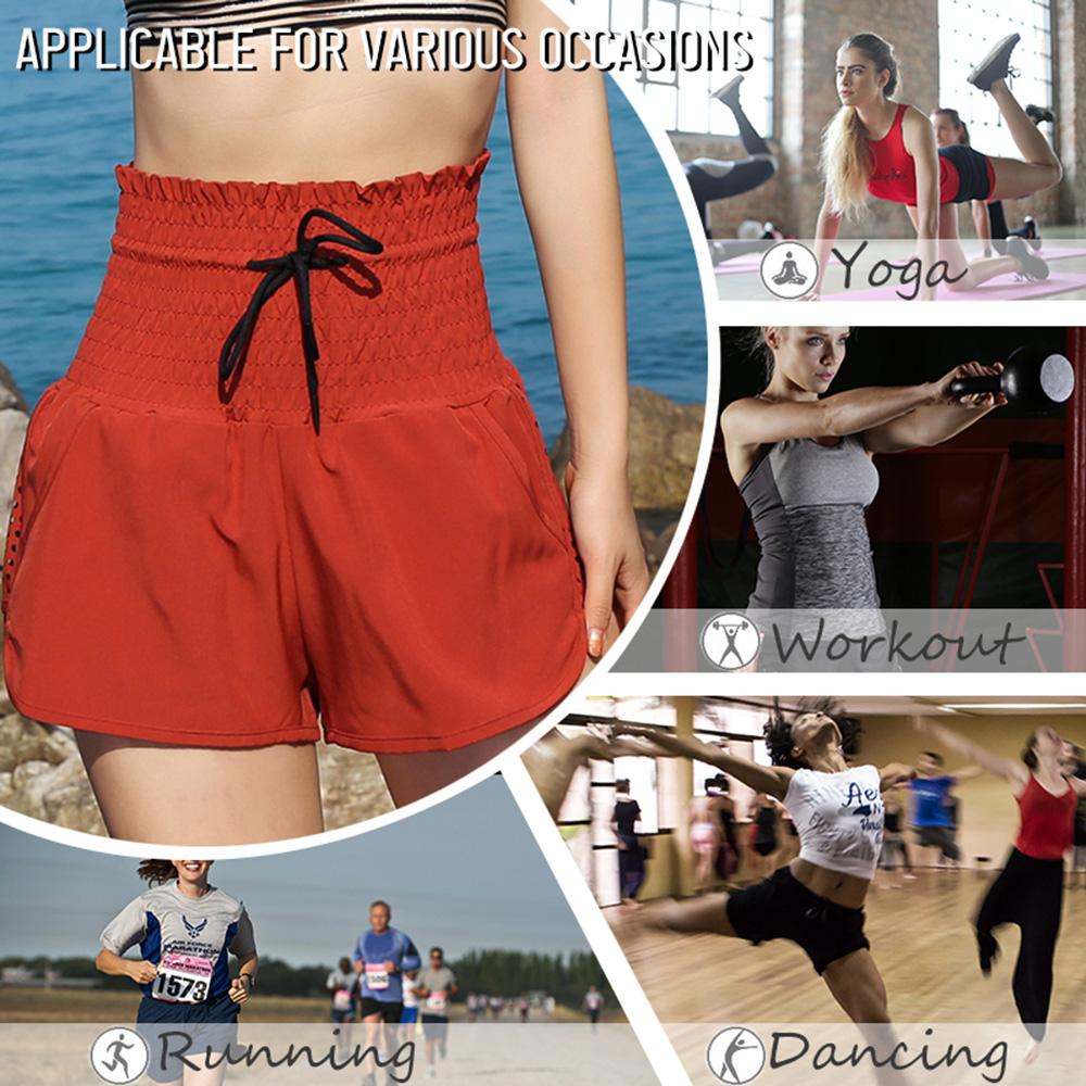 Women 2-in-1 Sports Shorts Qucik-Dry Breathable High Waist Drawstring Running Gym Yoga Shorts