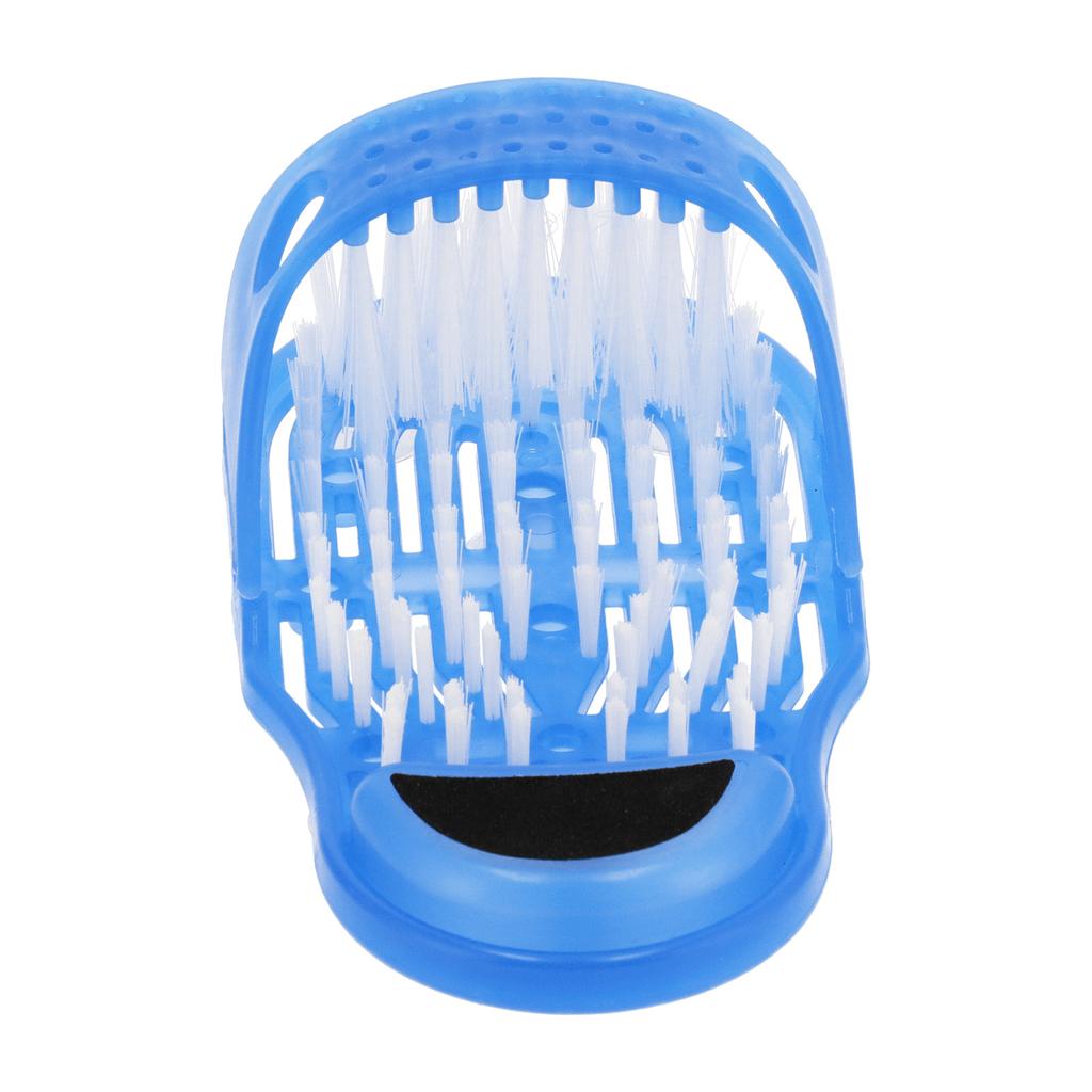 Shower Foot Scrubber Shoe Plastic Exfoliating Foot Massager Cleaner with Suction Cup Blue