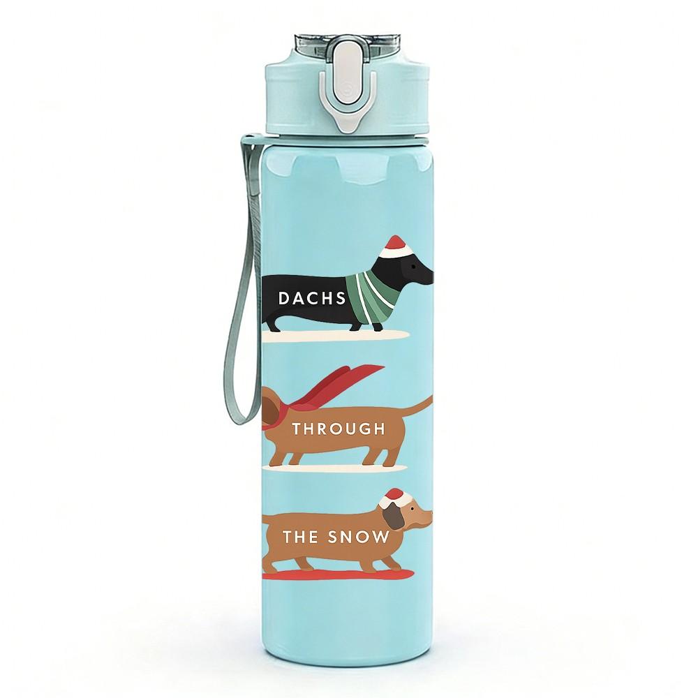 1PC Two Dachshund Dog Line Art 750ml Color Plastic Sports Water Bottle Leakproof Flip Straw Lid Suitable for Sports Office Home Use