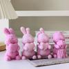 3D Валентинов День Мультяшный Кролик Форма для Свечи DIY Держащий Сердце Кролик Ручной Работы Ароматическая Свеча Гипсовый Орнамент Формы