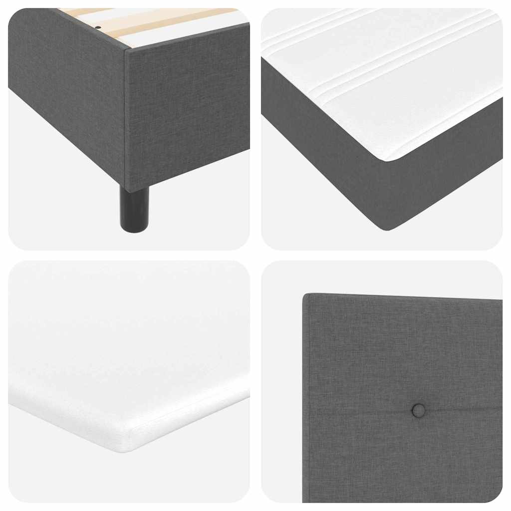 Box Spring Bed with Headboard Dark Gray 200 x 200 cm Fabric