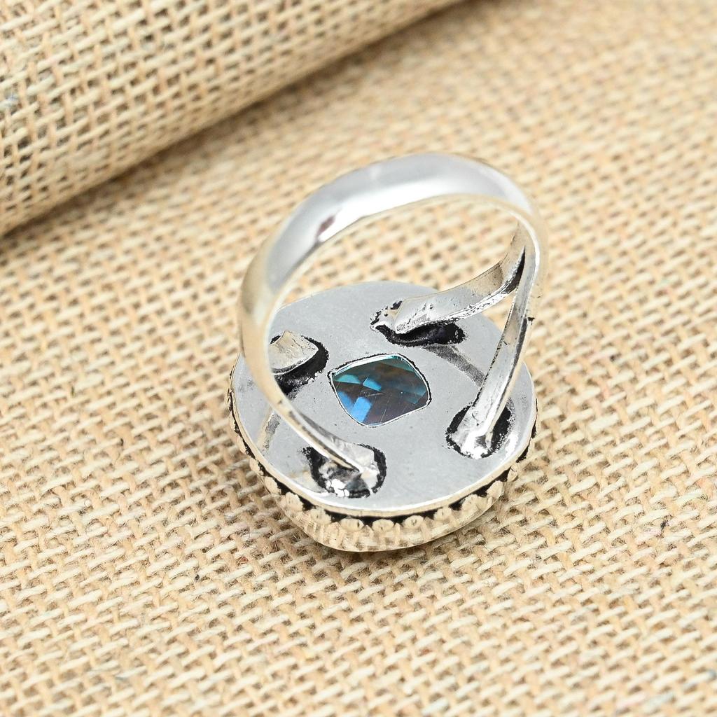 Gorgeous Gemstone Rainbow Mystic Topaz Jewelry Solid 925 Sterling Silver Handmade Ring