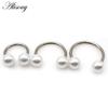 Alisouy 1 шт., нержавеющая сталь, 16 г, жемчуг, круглая подкова C, зажим для губ, носа, пирсинг козелка, перегородки, кольцо, спиральная серьга для хряща