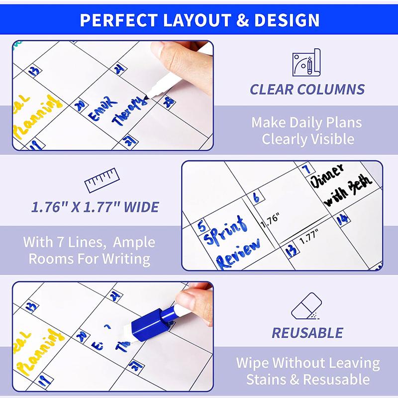 Очень большой недатированный стираемый стираемый планер на год 35X58 дюймов для дома, школы и офиса