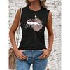 2024 New Women's Crew Neck Tank Top Leopard Print And Love Print Women's Tank Top Street Fashion Women's Casual Tank Top