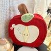 Red Storage Bag Velvet Cute Handbag Cartoon Fruit Makeup Bag  Data Cable Storage
