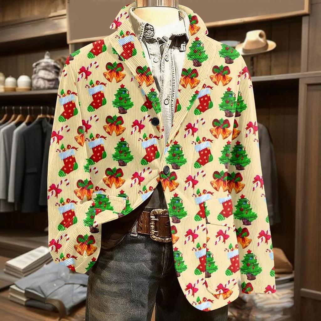 Мужской уродливый рождественский вельветовый теплый карманный пиджак-кардиган, мужской повседневный костюм