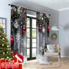 2D плоская печать 2 шт. Занавеска «Счастливого Рождества» со снежинками, красными шарами и зелеными растениями Универсальная ткань без электричества