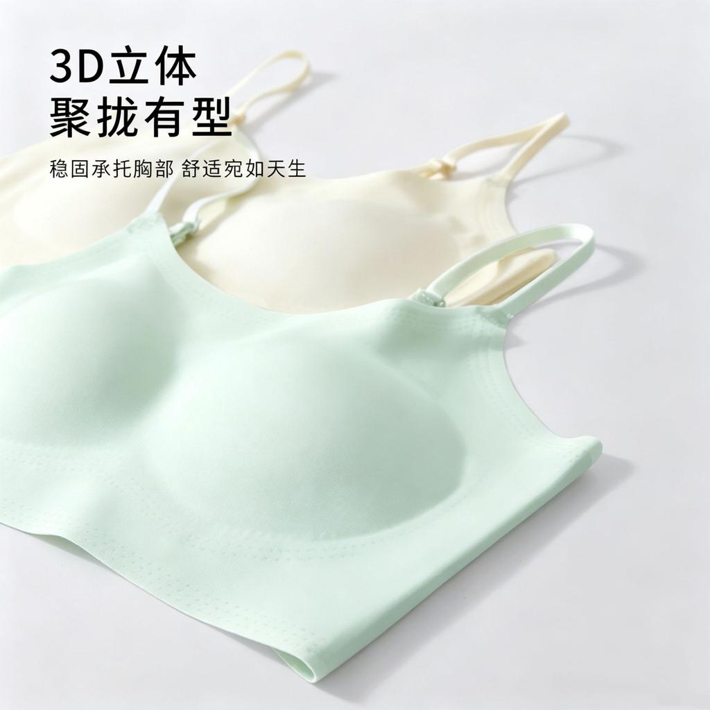 Traceless light material bra comfortable and breathable semi-fixed two or three-stage vest jelly glue girl underwear