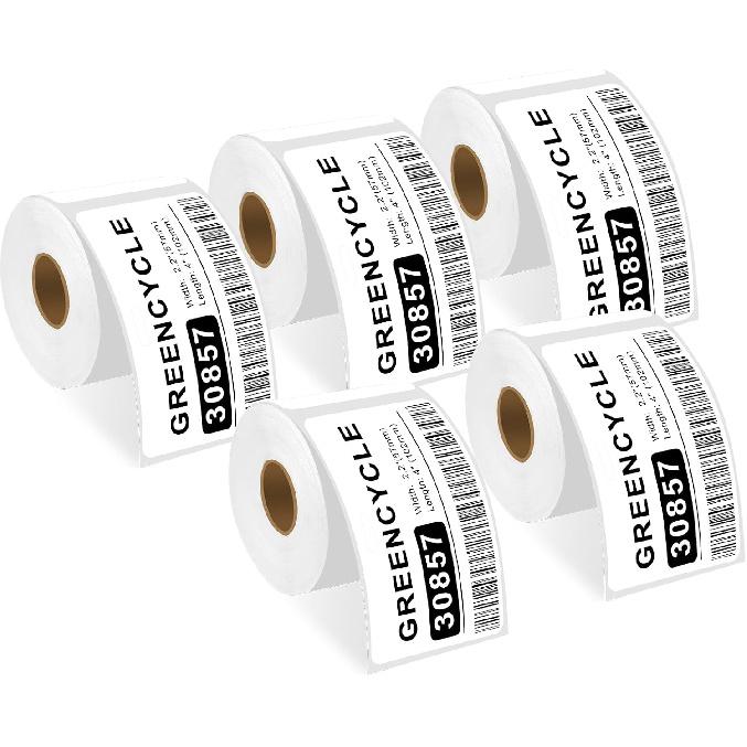 GREENCYCLE 5 Roll File Folder Labels Compatible for Dymo 30327 9/16" x 3-7/16" LW 1-Up White Paper Labels for LabelWriter 450 Duo, 4XL, 400 Printers,