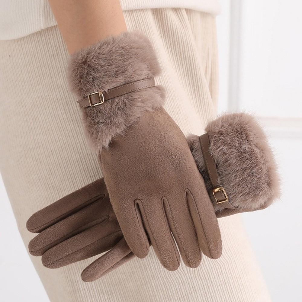 Windproof Winter Suede Gloves Thick Cycling Mittens Cute Women Gloves Winter