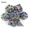 7 Pcs Colorful Flying Dragon Metal Dice Hollow Metal Polyhedral Dice Set Suitable for Role-Playing RPG Board Game Card Game