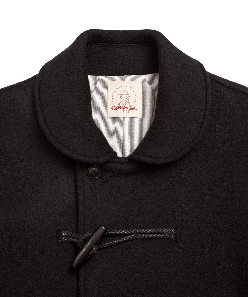 Cotton Bell Round Collar Duffle Coat - Black