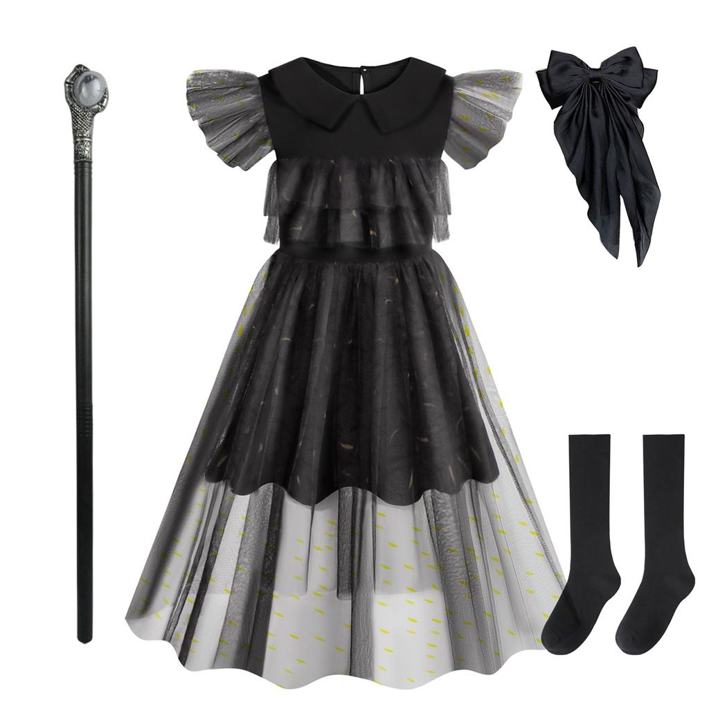 Фильм Среда, платья для косплея, Среда Аддамс, карнавальный костюм, готический ветер, детское платье, костюмы для Хэллоуина