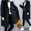 2025 New Women's Plush and Thickened Hooded Windbreaker: Medium/Long, Loose Yet Slim Korean Style, Large Size