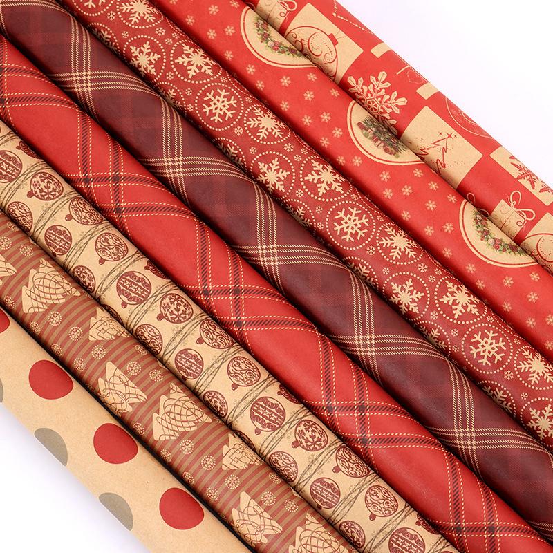 76x50cm Christmas Gift Wrapping Paper Birthday Party Wedding DIY Craft Paper Xmas Tree Snowflake Print Gift Box Packaging Papers