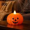 LED Flameless Candle Halloween Fake Candle, Battery Operated Stacked Pumpkin/Ghost Light, Party Atmosphere Light Flickering Pillar for Dinner