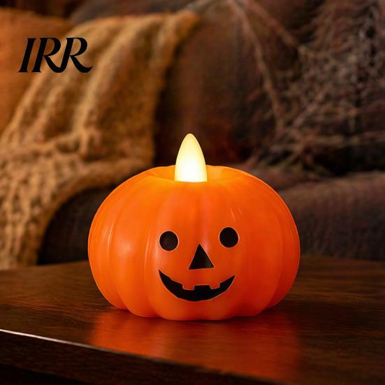 LED Flameless Candle Halloween Fake Candle, Battery Operated Stacked Pumpkin/Ghost Light, Party Atmosphere Light Flickering Pillar for Dinner