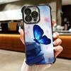 Blue Butterfly Aesthetics Plating Phone Case For Iphone 16 17 Pro Max Air 16E 14 15 Plus 12 13 Mini Anti-Fall Airabag Cover