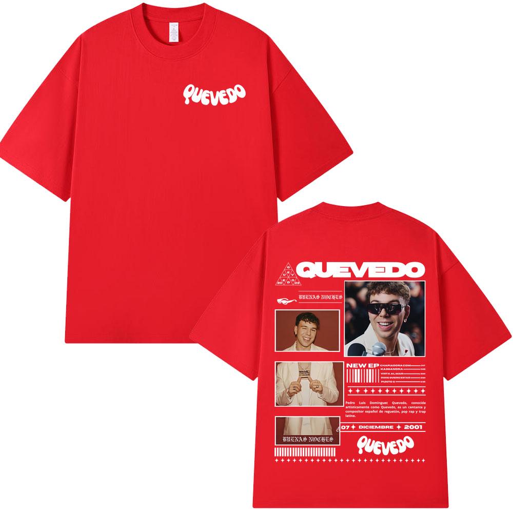 Rapper QUEVEDO BUENAS NOCHES Album Tour Tshirt Unisex Women Fashion Hip Hop Tshirts Casual Loose Short Sleeve T Shirt Streetwear