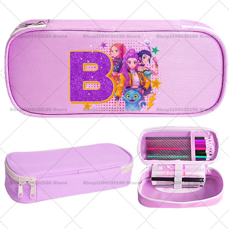 Kpop Demon Hunter Children Pencil Box Cartoon letter Student School Supplies Stationery Kids Penbag Pencilcase Kawaii Boys Gift