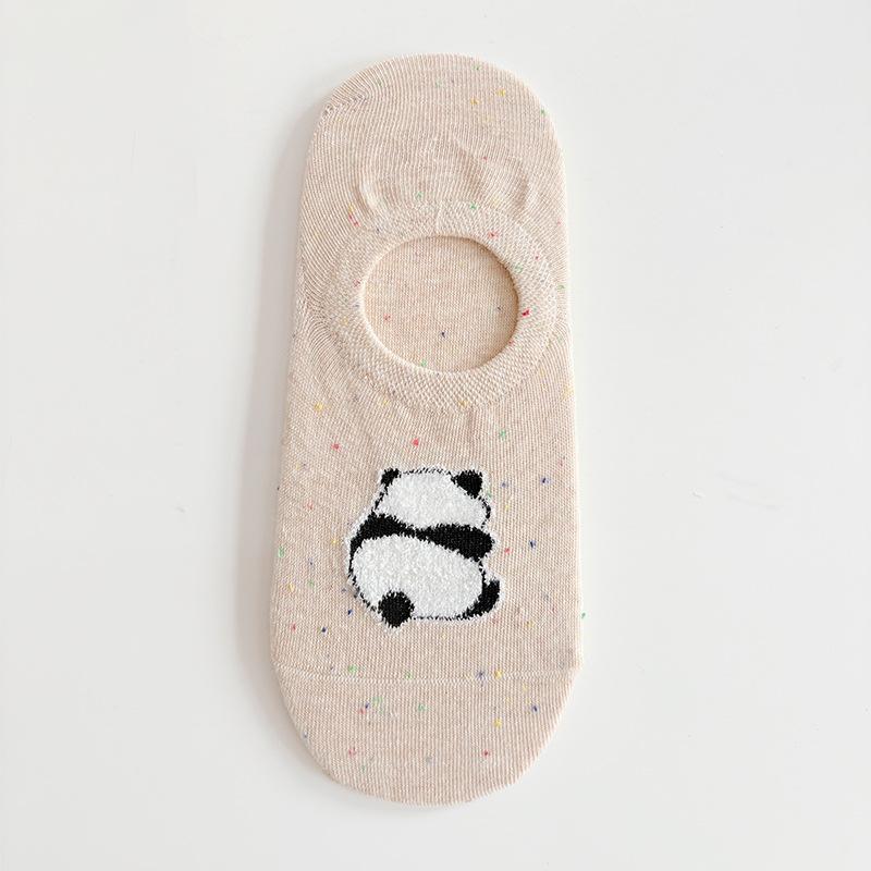Бесшовные носки с точечным узором и мультяшными лодочками, женские хлопковые носки, летние тонкие носки с низким вырезом, не сползающие с пятки, противоскользящие, невидимые носки