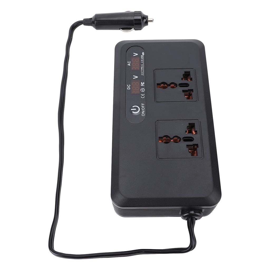 Автомобильный инвертор 200 Вт DC в AC 12 В DC с быстрой зарядкой USB Type C, адаптер-преобразователь с автомобильной розеткой и 2 универсальными розетками для