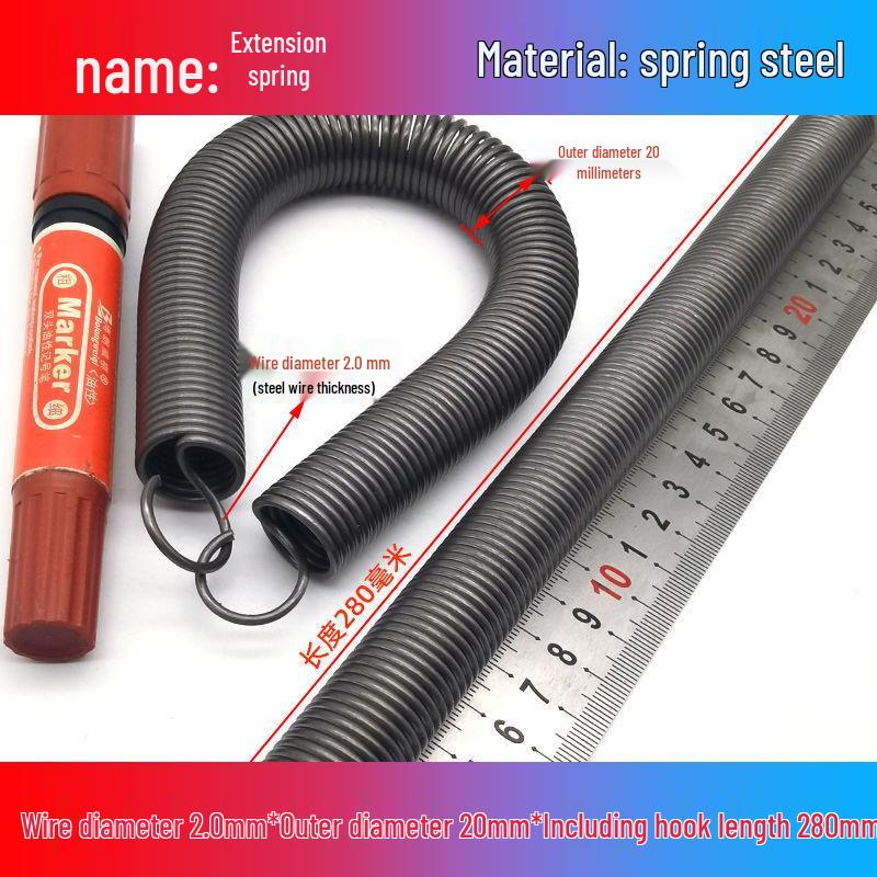 Желтая пружина растяжения из пружинной стали с крюком для удлинителя электрического вилочного погрузчика, наружный диаметр 12-22 мм, проволока 2,0 мм, высокая сила растяжения