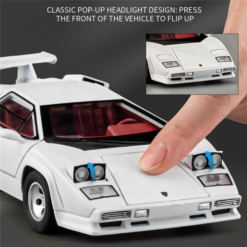 1/32 Lamborghini Countach LP5000s Сплав Модель Спортивного Автомобиля Литые Металлические Гоночные Автомобили для Трека Модель Транспортных Средств Симуляция Звук Свет Детская Игрушка Подарок