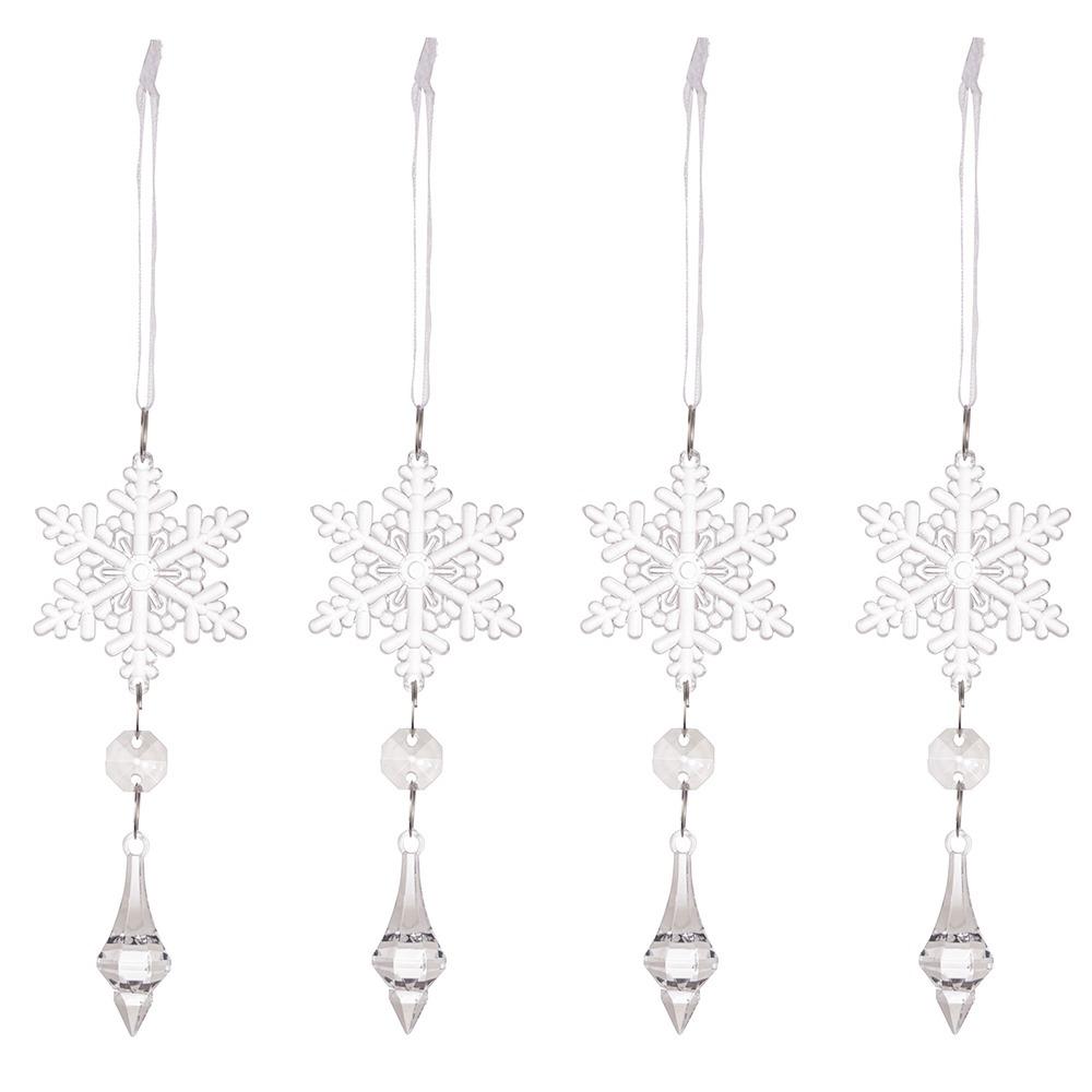 4pcs Colorful Snowflake Icicle Pendants Xmas Tree Ice Hanging Ornament Merry Christmas Decoration