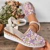 Large Size Flower Hollow Wedge Sandals Summer New Thick-soled Metal Buckle Women's Shoes