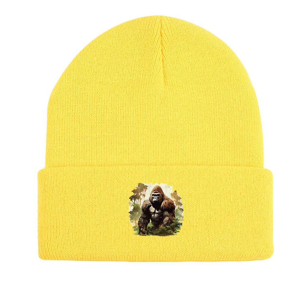 Lifelike Gorilla Print Knitted Cap Beanie, Skullies Beanies Stretchable Stretchy Stylish Bonnet Knit Hat Beanie