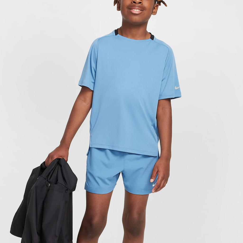 Nike Тренировочная футболка с круглым вырезом Nike Dri-FIT однотонная для детей Топы Aegean-Storm Black FB1292429