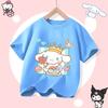 Милая летняя футболка с коротким рукавом и принтом Cinnamoroll для девочек, идеальный подарок для детей 4-14 лет, модная для уличного стиля