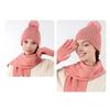 3Pcs/Set Women Winter Hat Scarf Gloves Set Solid Color Elastic Thickened Warm Brimless Hat Long Scarf Knitting Gloves Set