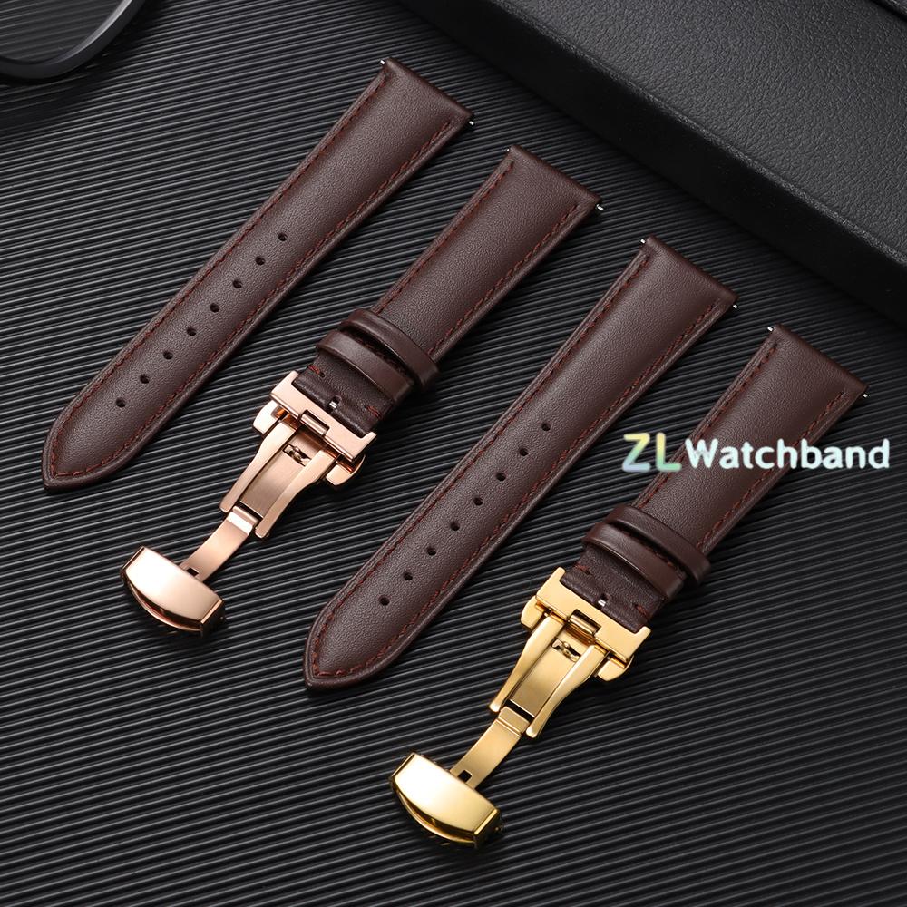 18mm 20mm 22mm Leather Watchband 12mm 14mm 16mm Quick Release Strap Men Women Leather Watch Band Butterfly Clasp Watch Strap