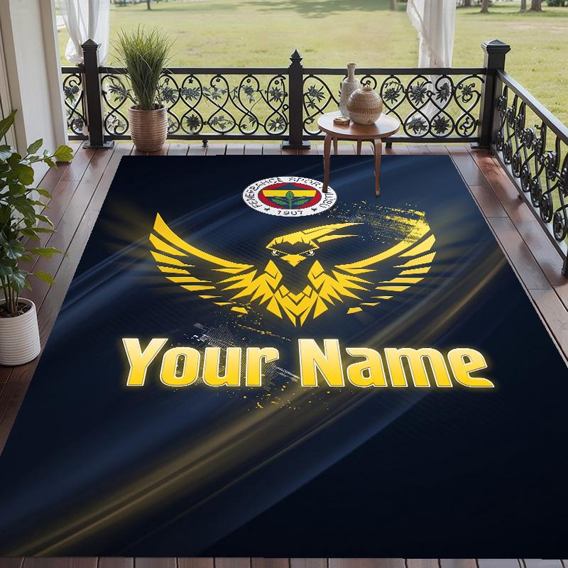 Custom Text Printed Rug Fenerbahçe FC Non Slip Floor Carpet For Home Room Decor