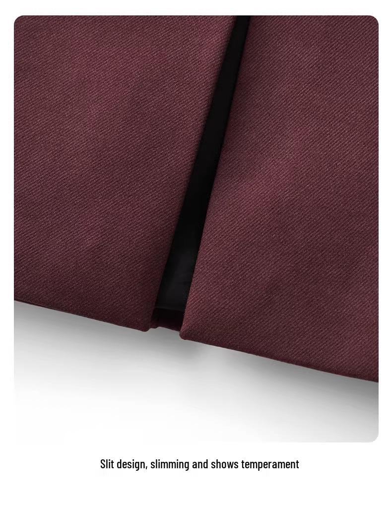 Женская ангоровая красная твидовая юбка А-силуэта миди - Мода осень/зима 2024, Высококачественная прямая юбка-футляр средней длины