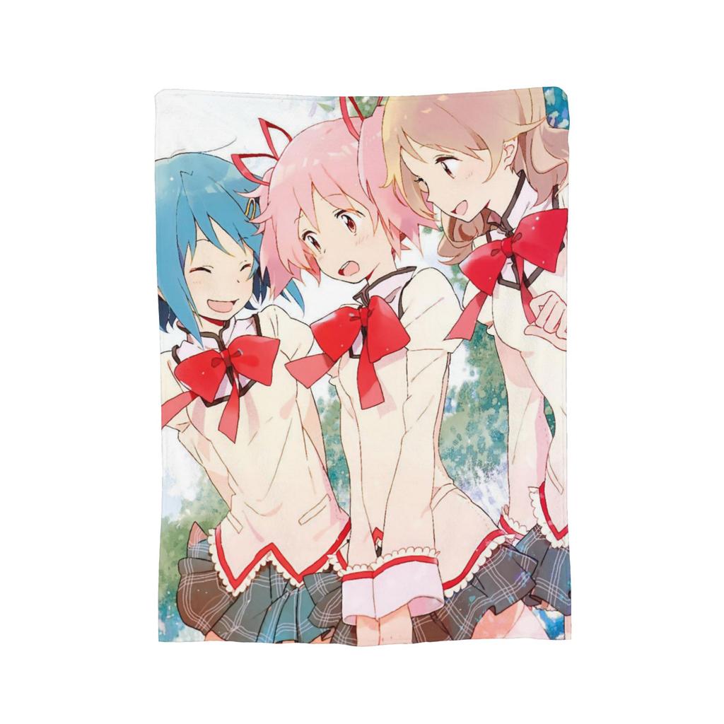 Puella Magi Madoka Magica Anime Blankets Fleece Summer Multifunction Ultra-Soft Throw Blankets for Bedding Office Quilt
