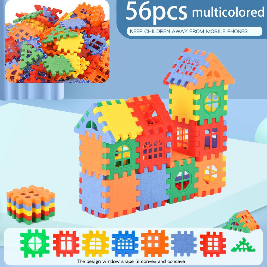 Children Building Houses, Building Blocks, Assembling Toys, Puzzle, Large Particle Blocks, Wall And Window Models, Puzzle, 3-12