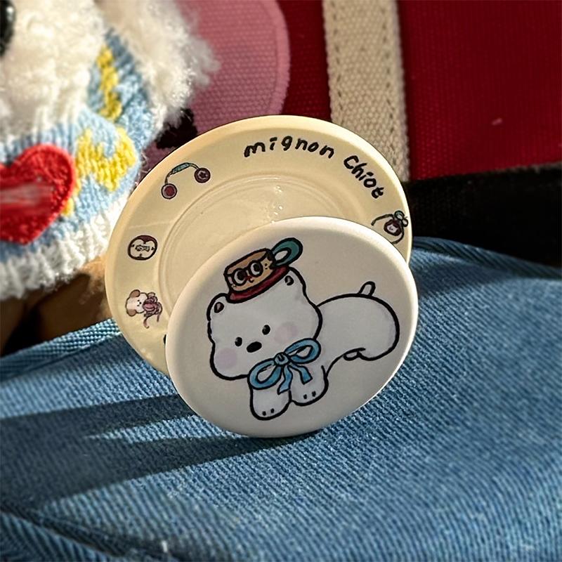 Корейский INS Милый Мультяшный Щенок Для Magsafe Телефон Магнитный Грипток Подставка Для iPhone Смешной Складной Беспроводной Зарядный Чехол Держатель