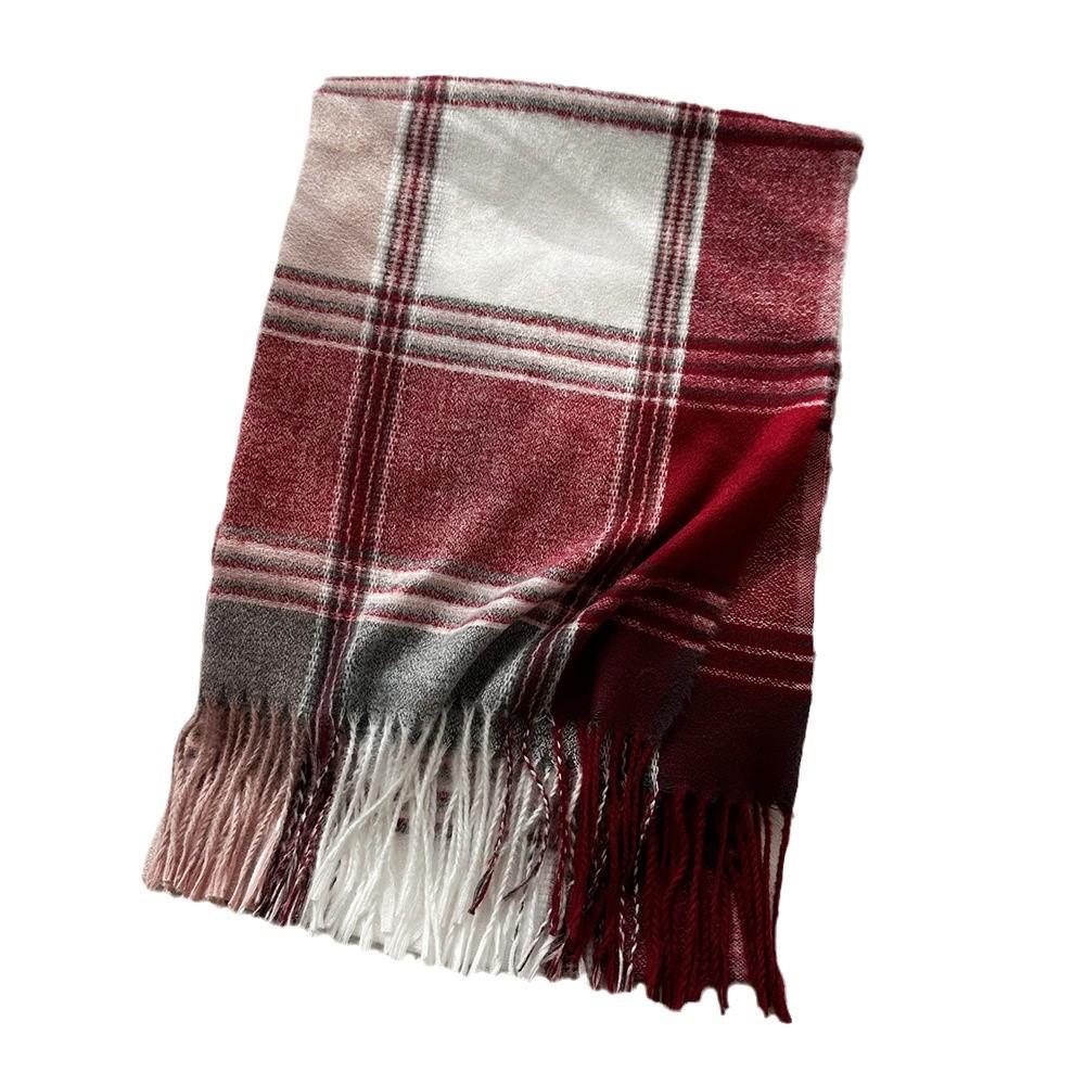 Extra Long Imitation Cashmere Plaid Scarf for Women Winter Fashion Tassel High End Shawl Literary Men's Scarf