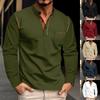 Мужская рубашка поло в европейском и американском стиле на весну и осень, свитшот с воротником-стойкой на пуговицах, длинным рукавом и карманом