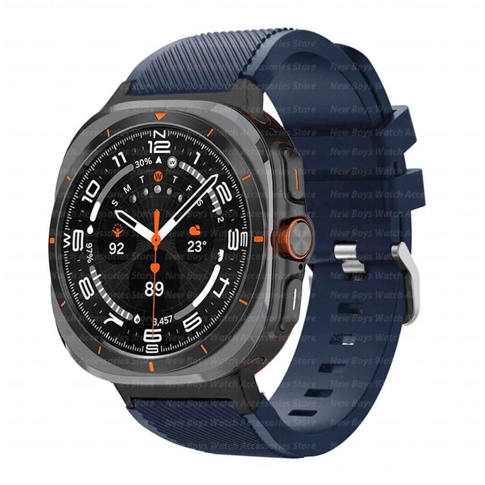 Мужской силиконовый ремешок для Samsung Galaxy Watch Ultra 2025 47 мм Спортивный наручный браслет для Galaxy Watch Ultra 2024 47 мм Аксессуары